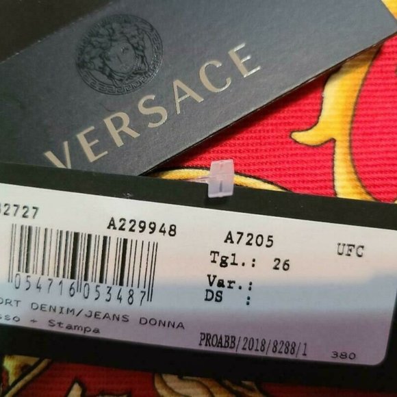 VERSACE Red Gold Denim Baroco Medusa Shorts 26/4 - Picture 8 of 13